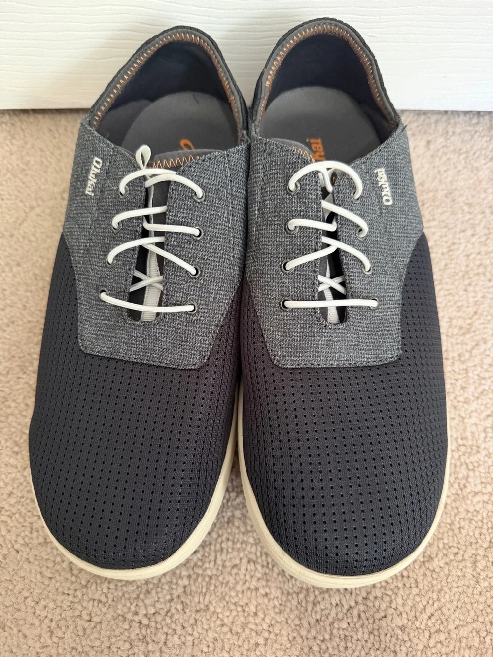 Olukai Men’s Size 11.5 Nohea Moku Gray Casual Slip On Boat Deck Shoes
